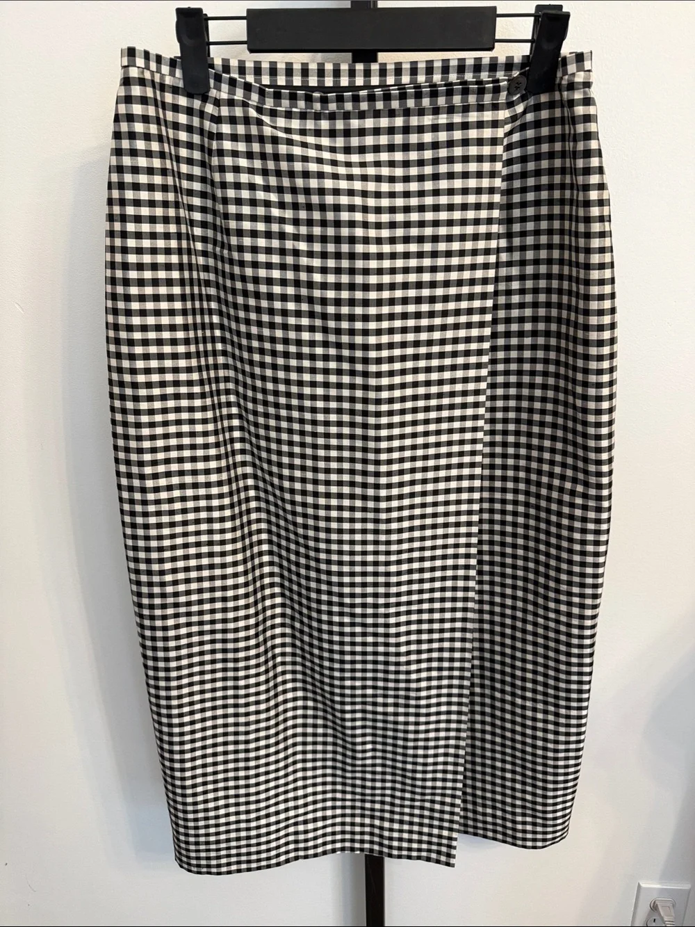 Liz Claiborne Black and White Gingham Midi Skirt Size 10P - Picture 1 of 6